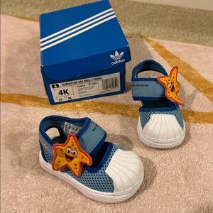 Adidas Blue and White Kids' Shoes with Starfish Accent